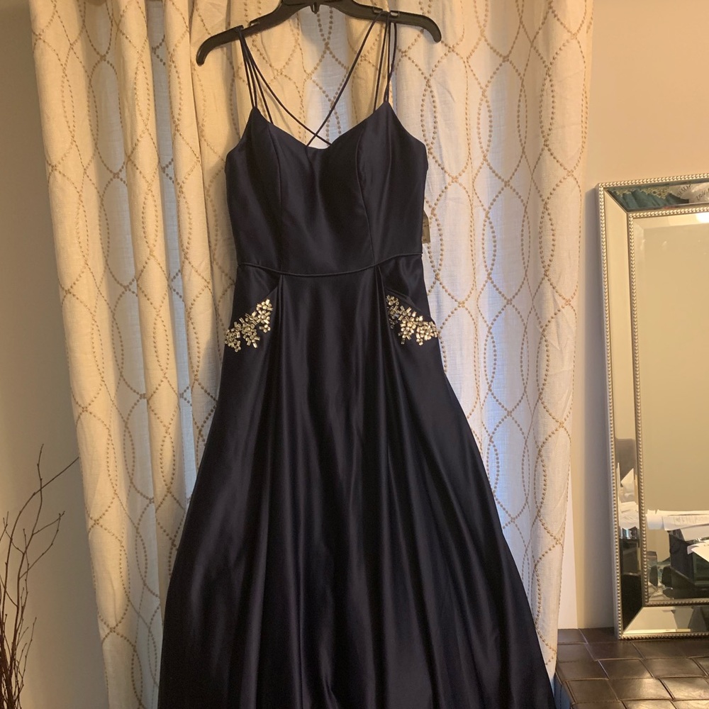 David’s Bridal Satin Dress with embellished waist